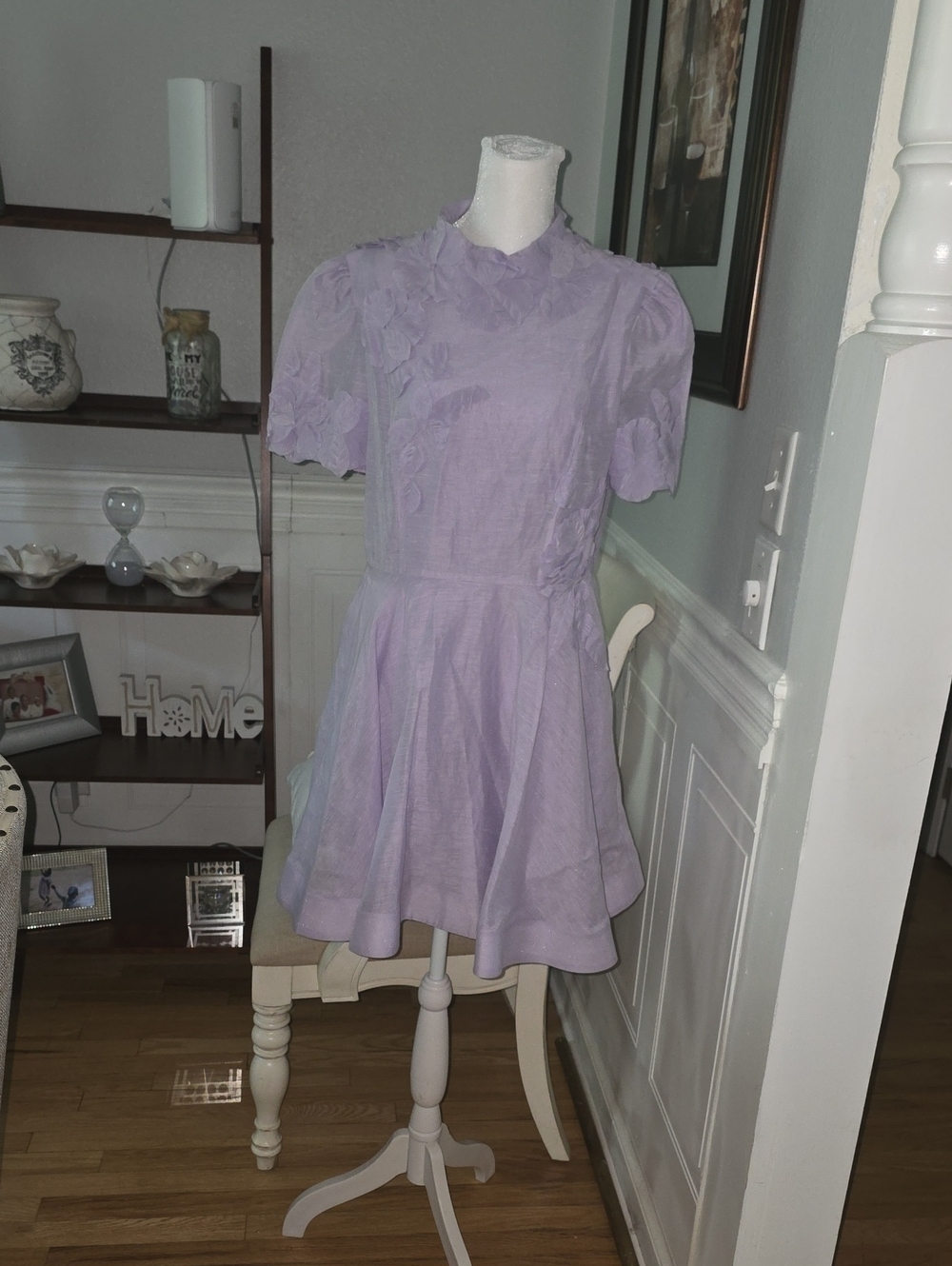 NWT Antonio Melani Lilac Puff-Sleeve Fit & Flare Dress